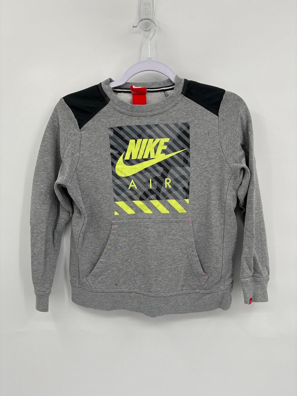Nike Camo French Terry Crew Neck Pullover Sweatshirt Pocket Kids Medium